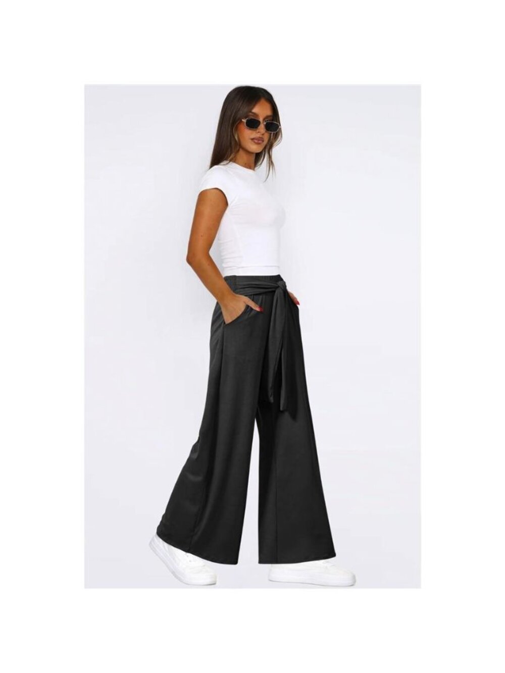 Tied Pocketed Wide Leg Pants - Picture 9 of 9